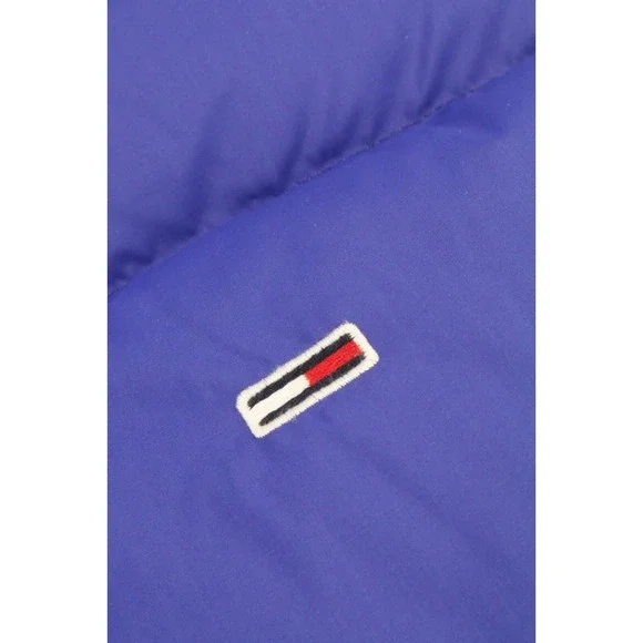 Tommy Jeans Tommy Hilfiger Mens Hooded Down Jacket Blue Sz XS Embroidery Elastic - Picture 8 of 16